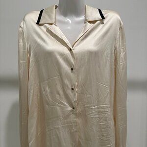 St. John Collection By Marie Gray Silk Creme Blouse with Gold Buttons